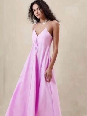 Banana Republic Bias-Cut Cotton Poplin Maxi Dress - Size 18